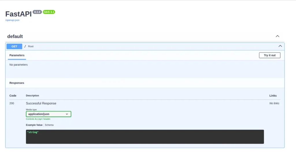 FastAPI documentation Screenshot