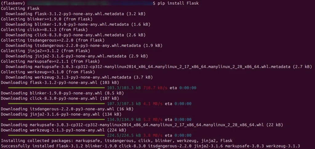 Flask installation process Ubuntu terminal - Codewolfy