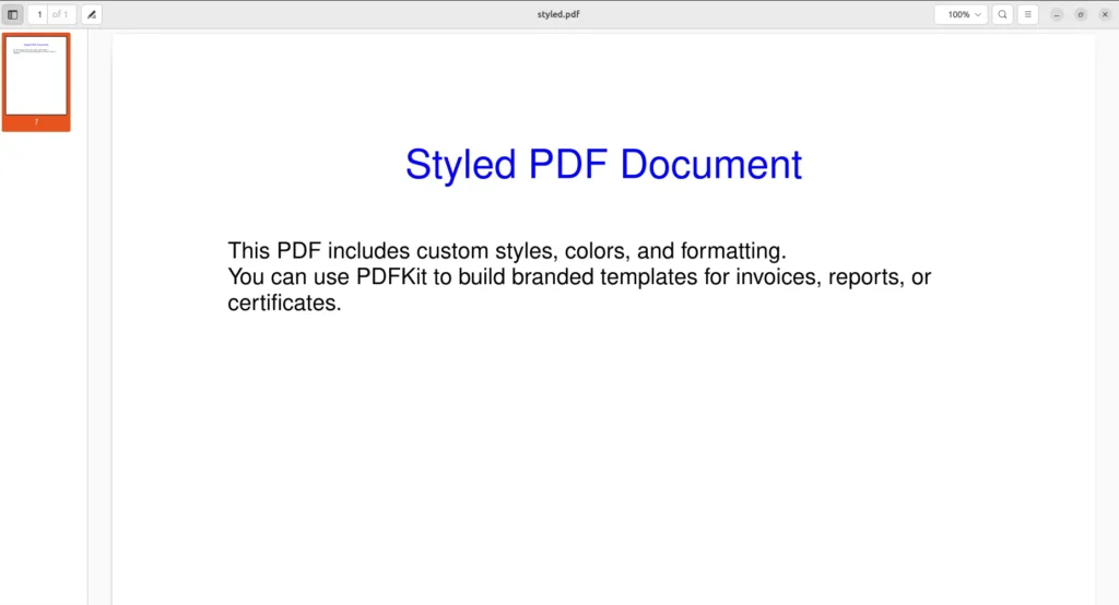 Formatted PDF file Generation in Node JS