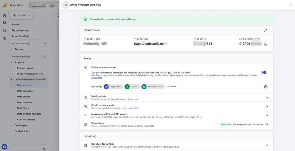 Google analytics measurement id codewolfy