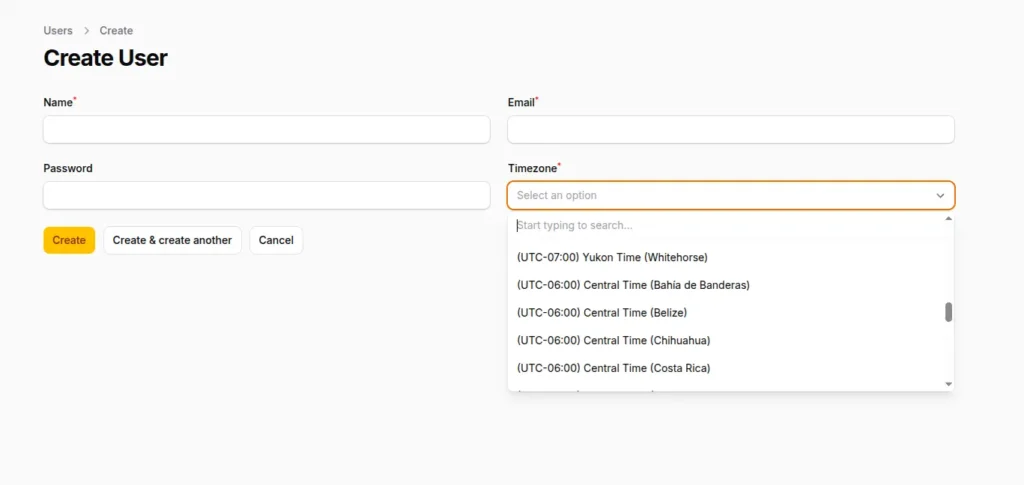 Timezone select in filament 4 Laravel - Codewolfy